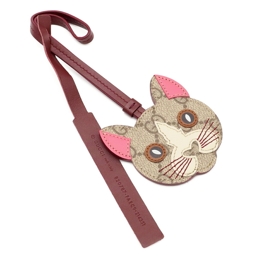 GUCCI GG Supreme Cat Shape Charm - Accessory, Bag Charm, Strap, Leather, Beig...